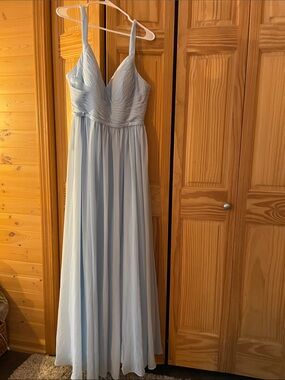 Azazie Elegant Light Blue Spaghetti-Strap Evening Dress Bridesmaid Sky Blue